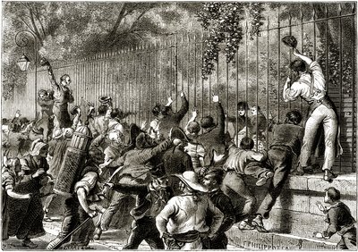 Die Menge in Paris bejubelt Napoleon I., begleitet von Lucien Bonaparte von Felix Philippoteaux