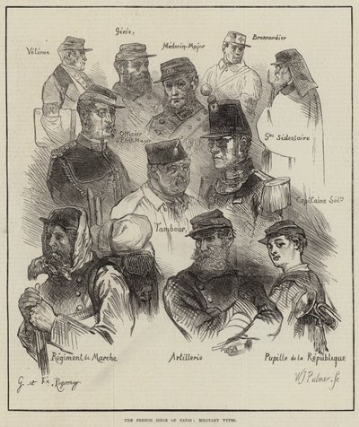 Die französische Belagerung von Paris, Militärtypen von Felix Regamey