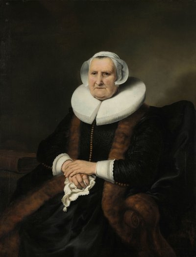 Porträt einer alten Dame, möglicherweise Elisabeth Bas von Ferdinand Bol (attributed to)
