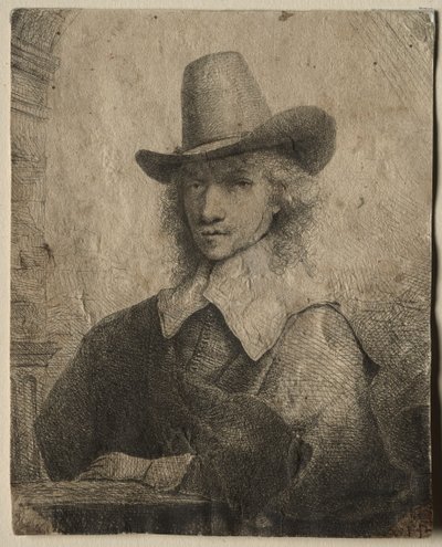 Porträt eines Mannes mit hohem Hut von Ferdinand Bol