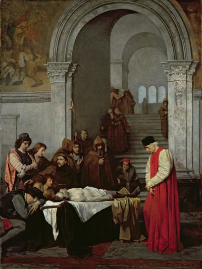 Der Maler Luca Signorelli steht neben dem Leichnam des toten Sohnes seines Rivalen, 1859 von Ferdinand Heilbuth