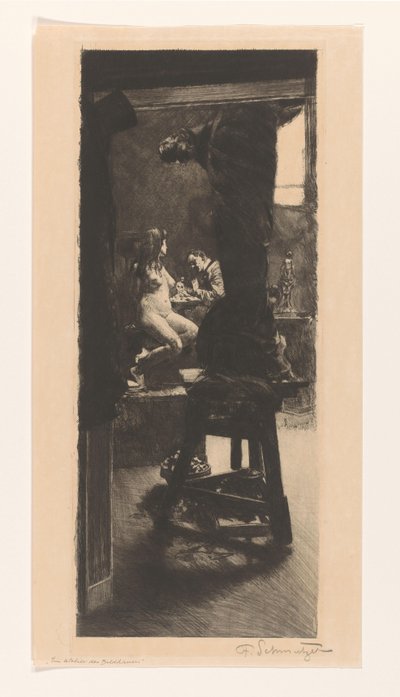 Im Atelier des Bildhauers von Ferdinand Schmutzer (signed by artist)