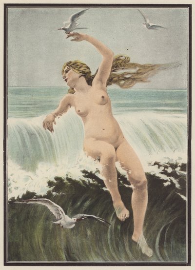 Wellen und Möwen von Ferdinand Victor Eugene (after) Delacroix
