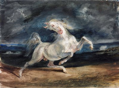 Pferd erschreckt durch Blitz von Ferdinand Victor Eugene Delacroix