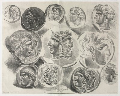 Blatt mit zwölf antiken Medaillen, 1825 von Ferdinand Victor Eugene Delacroix