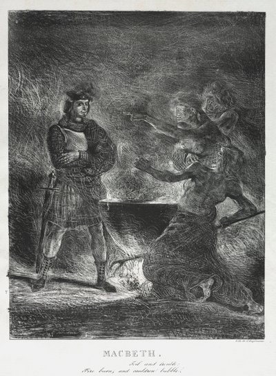 Macbeth konsultiert die Hexen, 1825 von Ferdinand Victor Eugene Delacroix