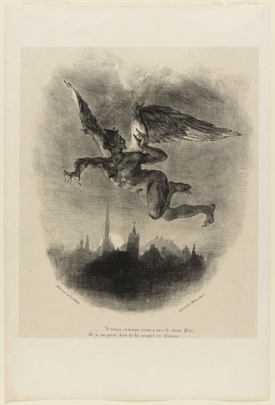 Mephistopheles in der Luft (Frontispiz aus Faust) von Ferdinand Victor Eugene Delacroix