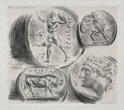 Blatt mit vier antiken Medaillen, 1825 von Ferdinand Victor Eugene Delacroix