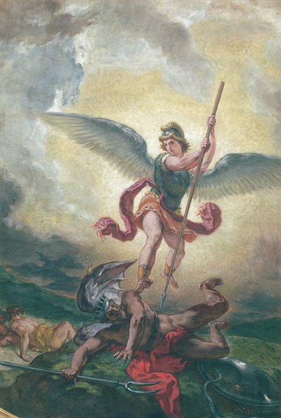 St. Michael kämpft gegen den Drachen (Detail) von Ferdinand Victor Eugene Delacroix