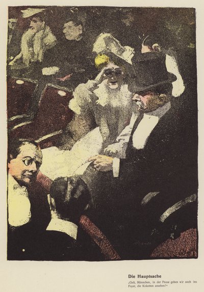 Frau schaut durch ein Opernglas im Theater von Ferdinand von Reznicek