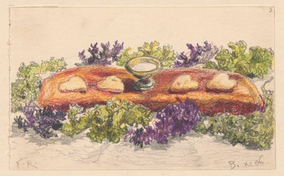 Vier Herzen und Salz inmitten von Blumendekorationen von Ferdynand Ruszczyc