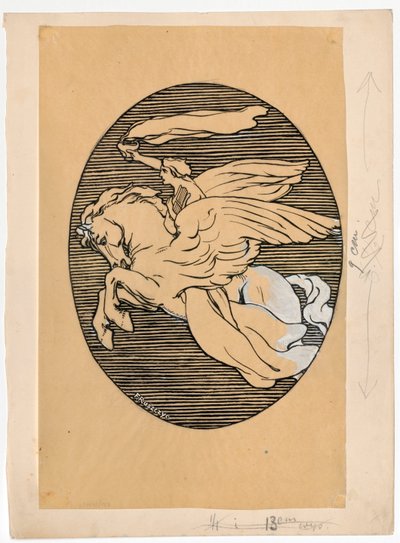 Muse auf Pegasus, Emblem des Theaters "Lutnia" in Wilna von Ferdynand Ruszczyc