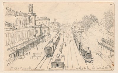 Ansicht des Bahnhofs in Warschau von Ferdynand Ruszczyc