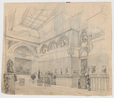 Ausstellung mit Gemälden von Ferdynand Ruszczyc, verso Details der Ausstellung von Ferdynand Ruszczyc