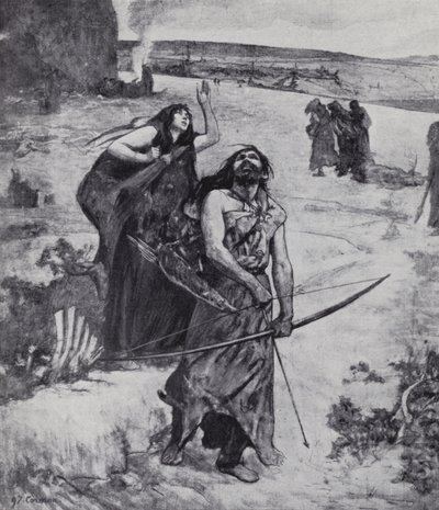 Eiszeitmensch lernt mit Bogen und Pfeil zu jagen von Fernand (after) Cormon