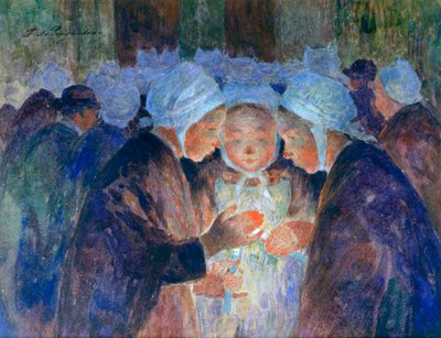 Junge Leute aus der Bretagne vor einer Prozession, um 1884-1930 von Fernand Loyen du Puigaudeau