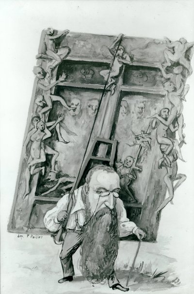 Porträt von Auguste Rodin, der die Tore der Hölle trägt von Fernand Paillet