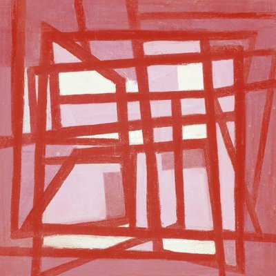 Abstraktes Rotes Gitter von Fernando Vieira