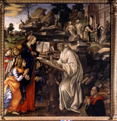 Erscheinung der Jungfrau Maria an den Heiligen Bernhard von Clairvaux von Filippino Lippi