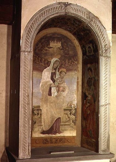 Madonna mit Kind und Heiligen, ein Detail aus dem Tabernakel des Canto al Mercantale, 1498 von Filippino Lippi