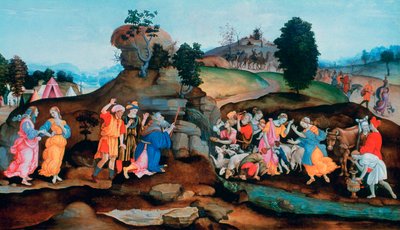 Moses bringt Wasser aus dem Felsen, ca. 1500 von Filippino Lippi