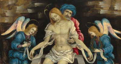 Pietà (Der tote Christus betrauert von Nikodemus und zwei Engeln), ca. 1500 von Filippino Lippi