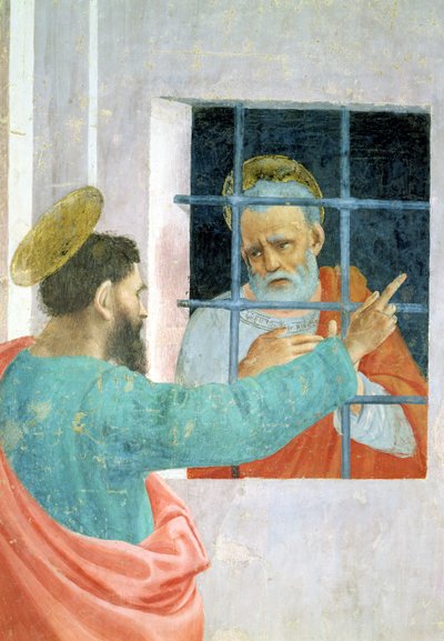 St. Peter im Gefängnis von St. Paul besucht, ca. 1480 Fresko (Detail) von Filippino Lippi