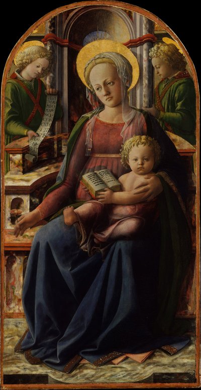 Madonna und Kind auf dem Thron mit zwei Engeln, ca. 1440 von Fra Filippo Lippi