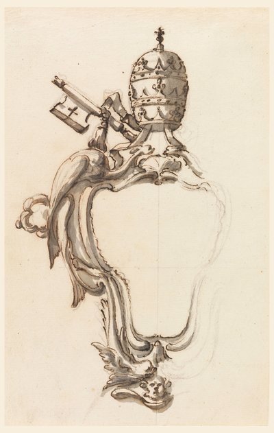 Zeichnung, Ein päpstliches Wappen, 1740–70 von Filippo Marchionni
