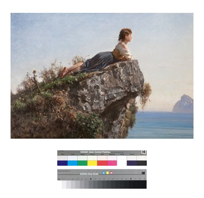Mädchen auf einem Felsen in Sorrent von Filippo Palizzi