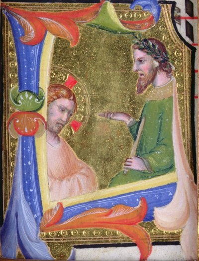 Christus vor Pilatus, in der historisierten Initiale L, ca. 1403-05 von Filippo di Matteo Torelli