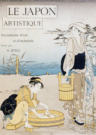 Frauen waschen im Fluss, Umschlag von Firmin Gillot, Le Japon Artistique, Kunst- und Industriedokumente gesammelt von Siegfried Bing, monatliche Veröffentlichung Juli 1889, Frankreich von Firmin Gillot