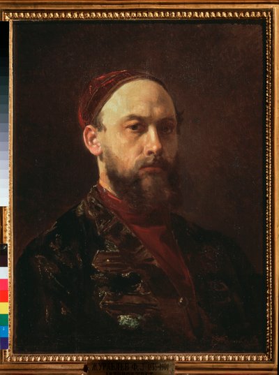 Selbstporträt - Firs Sergeevich Zhuraviev (1836-1901), Öl auf Leinwand, russische Kunst des 19. Jahrhunderts - Staatliche Tretjakow-Galerie, Moskau von Firs Sergeevich Zhuravlev