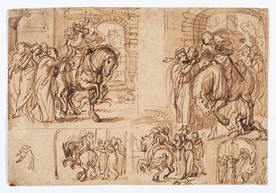 Kompositionsstudien für "Die Rückkehr des verlorenen Sohnes (Lukas 15:11-32)" von Flemish School
