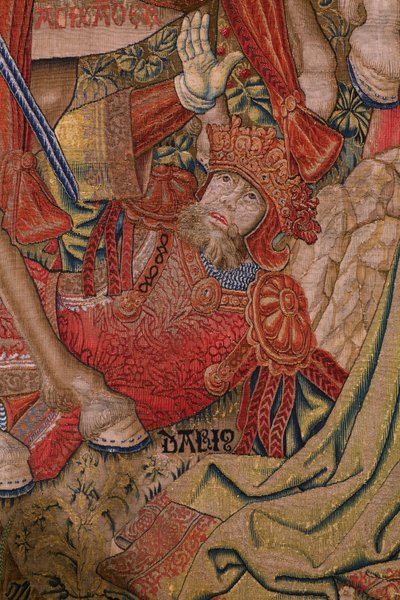 Flämischer Wandteppich. Serie Moralitäten: Die Tugend der Ehren. Ca. 1520. (Detail) von Flemish School