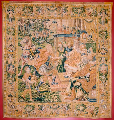 Flämischer Wandteppich. Serie Das Buch Judith. Der Krieg kommt nach Juda. Vierter Wandteppich der Serie. Herstellung Niederlande, Brüssel(?). Zweite Hälfte des 16. Jahrhunderts von Flemish School