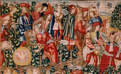 Serie Das Gleichnis von den Arbeitern im Weinberg. Die Zahlung des Denars. Zweiter Wandteppich der Serie. Herstellung Brüssel, Pieter van Aelsts Werkstätten (?). Ca 1500. von Flemish School