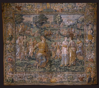 Flämischer Wandteppich. Serie: Die Geschichte von Abraham. Die Berufung Abrahams. Ca. 1575-1600 von Flemish School
