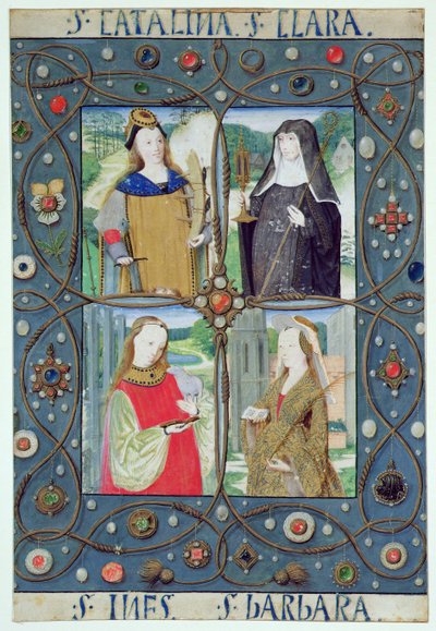Marlay Cutting SP.5: Vier weibliche Heilige, aus einem Stundenbuch, produziert in Gent oder Brügge, ca. 1510 von Flemish School