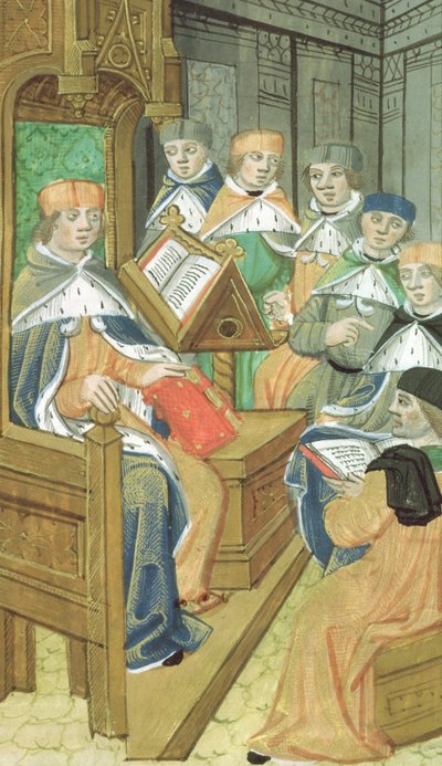 Vorlesung im Saal, aus De Medina Fen I. II, von Avicenna (980-1037) von Flemish School