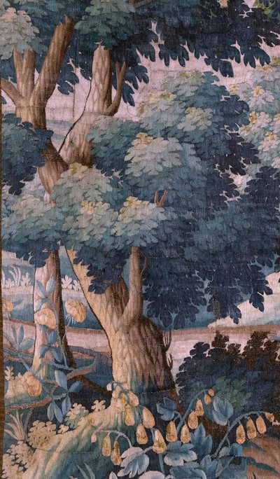 Pfarrkirche (Sint-Walburgakerk). Flämischer Wandteppich "Verdure". Oudenaarde. Ende 17. Anfang 18. Jahrhundert. Eigentum der Kirche Sint-Walburgakerk Oudenaarde. von Flemish School