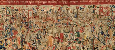 Pfarrmuseum der Wandteppiche (Museo Parroquial de Tapices de Pastrana). Flemischer Wandteppich. Eroberung von Arcila. Serie Eroberungen von König Alfons I. von Portugal. Tournai. von Flemish School
