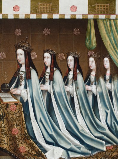 Porträts von Elizabeth von York, Königin von England, mit ihren vier Töchtern, Margaret, Elizabeth, Mary und Catherine, um 1510 von Flemish School