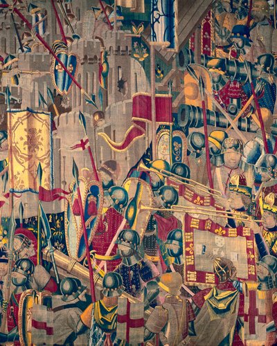 Wandteppich zeigt die Eroberungen von König Alfons V. von Portugal, Tournai (Detail) von Flemish School