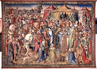 Die Übergabe der königlichen Insignien, Wandteppich von David und Bathseba, ca. 1510-15 von Flemish School