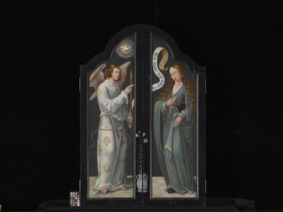 Triptychon mit der Jungfrau und dem Kind, St. Barbara und St. Katharina von Flemish School