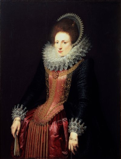 Porträt einer Dame mit einem Fächer, 1610er Jahre von Flemish master