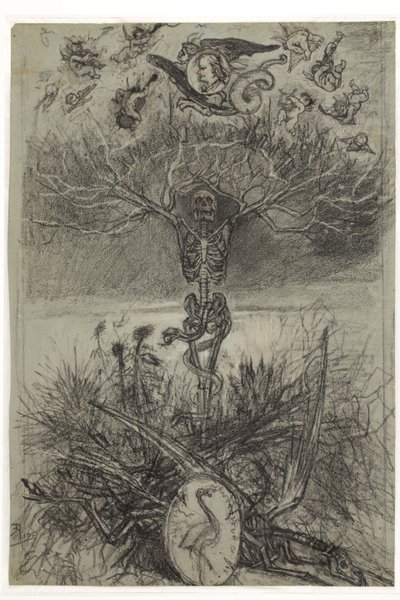Definitive Zeichnung für das Frontispiz Les Épaves von Charles Baudelaire von Félicien Rops