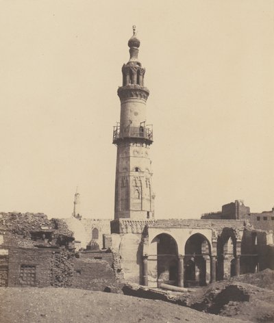 Djirdjeh, Moschee in Ruinen am Ufer des Nils, 1851-52, gedruckt 1853-54 von Félix Teynard