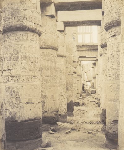 Karnak Theben, Palast - Hypostylsaal - Fenster und Kapitelle..., 1851-52, gedruckt 1853-54 von Félix Teynard